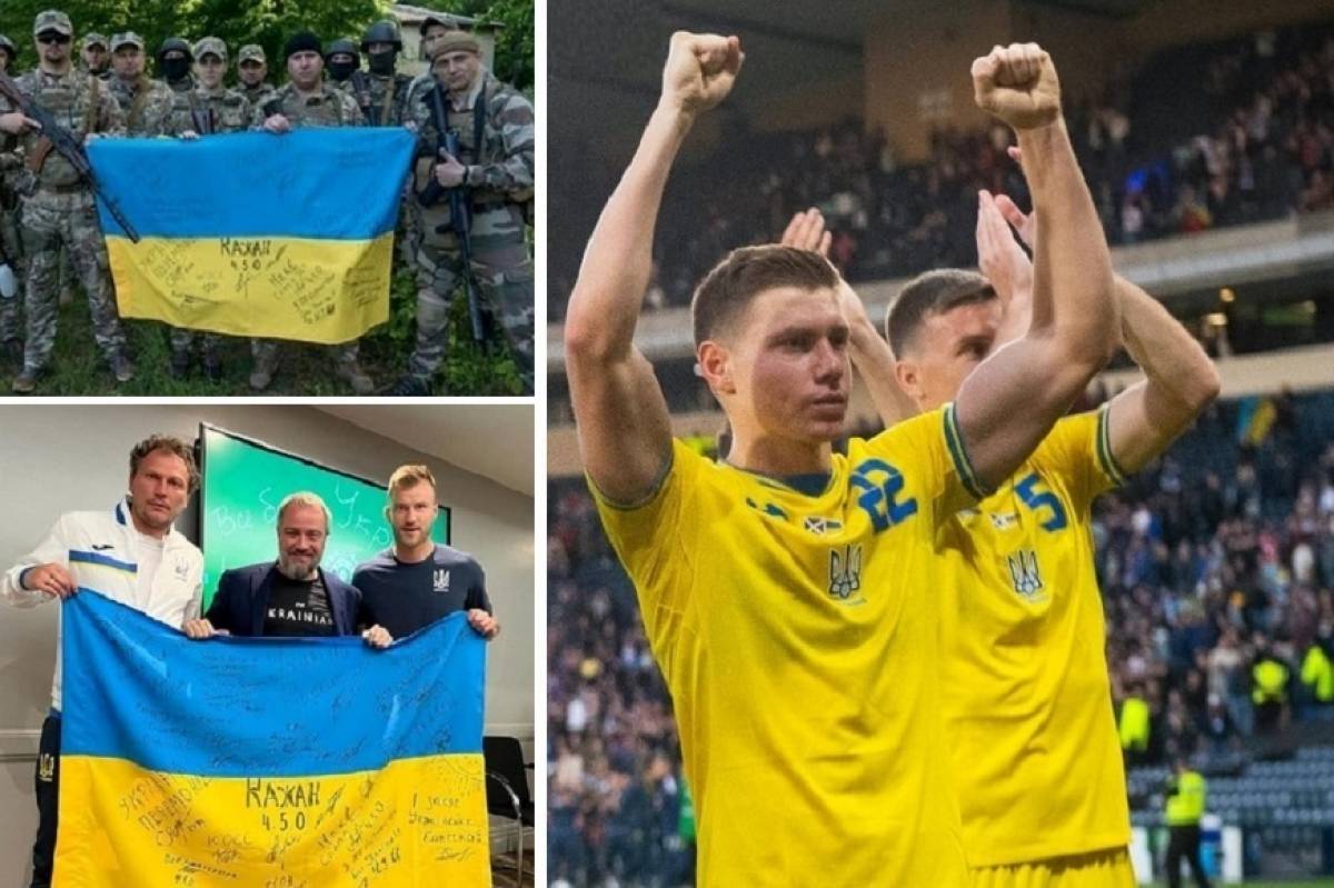 Збірна України віддячила перемогою хоробрим військовим, які подарували їй державний прапор із побажаннями з передової
